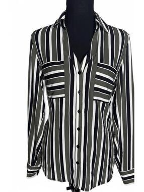Green and white striped Express blouse Portofino Original Size S. NWOT